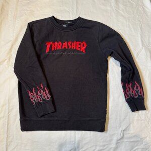Vans Kids Black and flames Thrasher Off the Wall Sweatshirt Size M